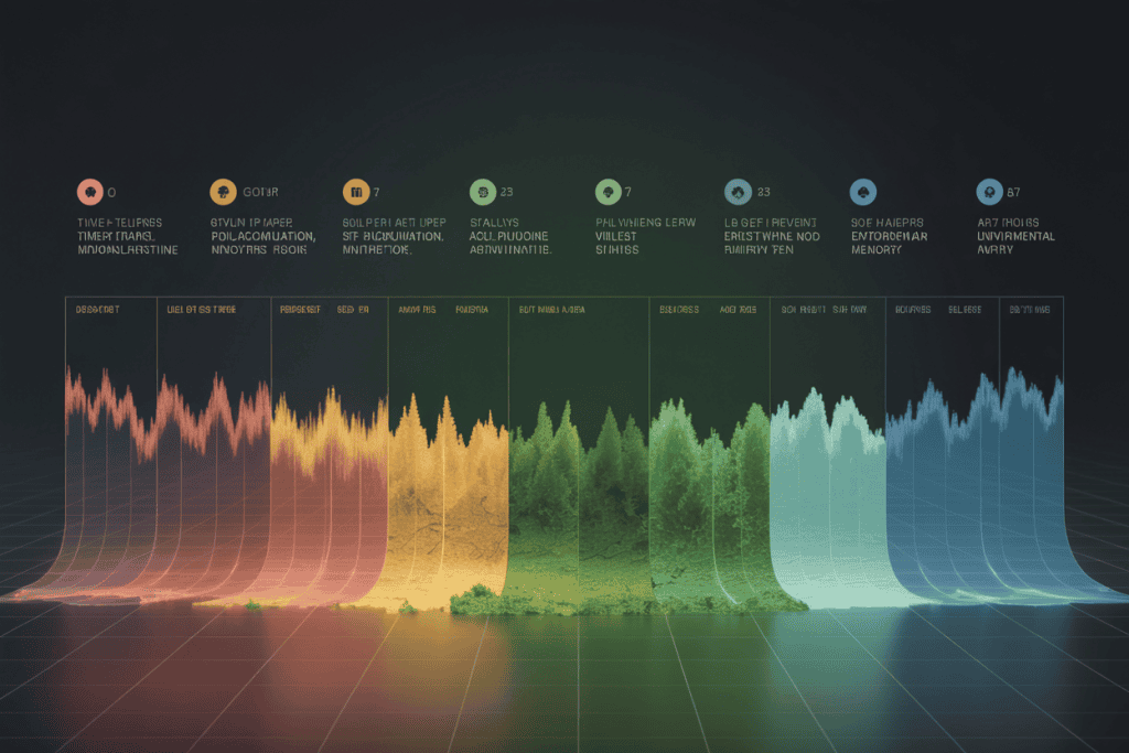 다양한 환경 지표를 색상별로 표현한 파형 기반 분석 그래프